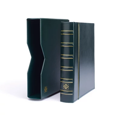 Leuchtturm VARIO gyűrűs album klasszikus kivitelben, zöld, védőkazettával