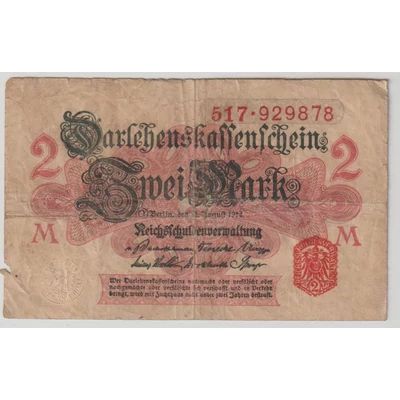 1914 2 márka bankjegy – Német Birodalom – Darlehenskassenschein