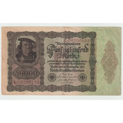 1922 50000 Márka - Fünfzigtausend Mark bankjegy - Reichsbanknote Németország