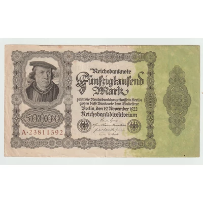 1922 50000 Márka - Fünfzigtausend Mark bankjegy - Reichsbanknote Németország