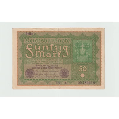 1919 50 Márka - Fünfzig Mark bankjegy - Reichsbanknote Németország
