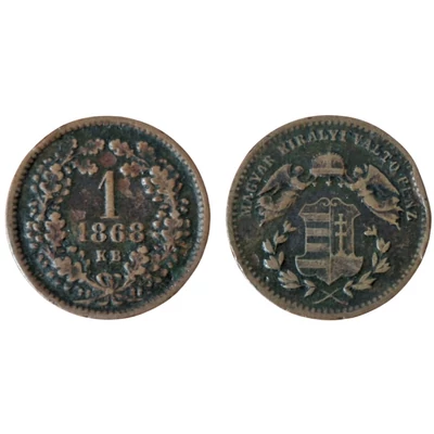 1868 1 krajcár réz érme, angyalos Körmöcbányai veret