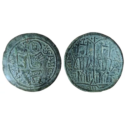 III. Béla bizánci típusú domborított lapkájú rézpénz (1172-1196) ÉH: 114
