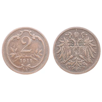1911 2 Heller bronz érme