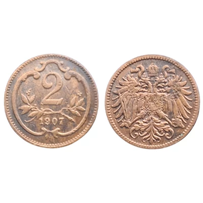 1908 2 Heller bronz érme