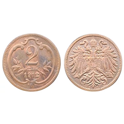1912 2 Heller Osztrák forgalmi érme