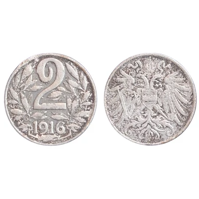 1916 2 Heller Osztrák forgalmi érme