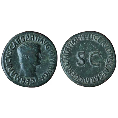 Germanicus AS római bronz érme Kr. u 42. Germanicus Caesar –  (Claudius-kori veret)