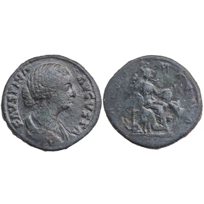 Faustina Minor sestertius római bronz érme – MAGNA MATER Marcus Aurelius uralkodása alatt, Kr. u. 161–176 RIC 1663 · Seaby 5281