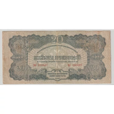 1944 20 Pengő bankjegy - Vörös hadsereg kiadás