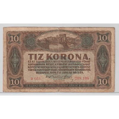 1920 10 Korona Államjegy