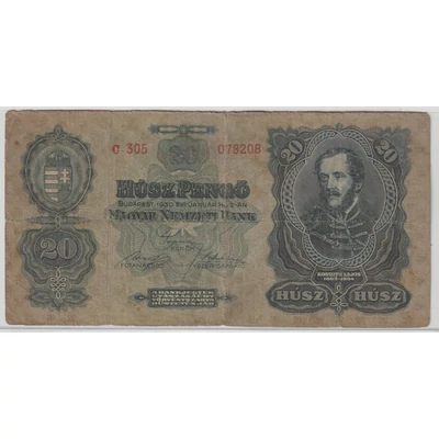 1930 20 Pengő bankjegy F