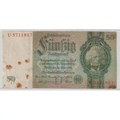 1933 50 Márka - Fünfzig Reichsmark - Németország