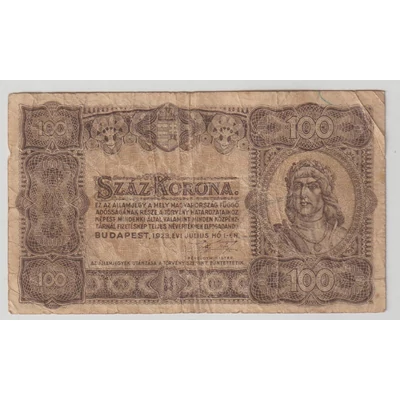 1923 100 korona államjegy papírpénz Numizmatika-bankjegyek