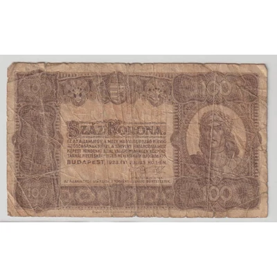 1923 100 korona államjegy papírpénz Numizmatika-bankjegyek
