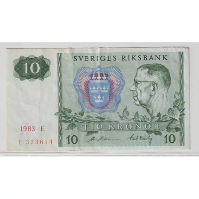 1983 10 Kronor bankjegy, Svédország – VI. Gusztáv Adolf