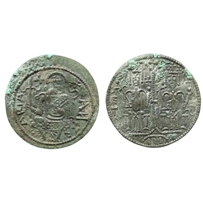 III. Béla bizánci típusú domborított lapkájú rézpénz (1172-1196) ÉH: 114