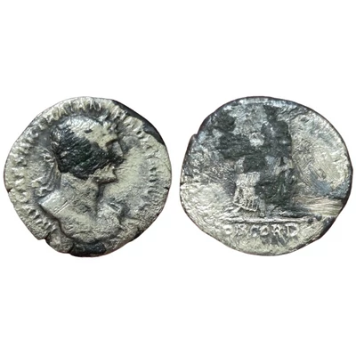 Hadrianus Denarius, római ezüst érme – Kr.u. 117, RIC 49