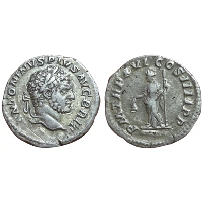 Caracalla Denarius, római ezüst érme LIBERTAS – Kr.u. 213, RIC 209a