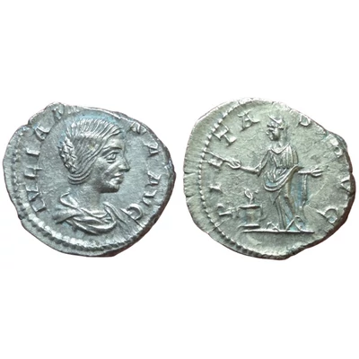 Julia Maesa Denarius, római ezüst érme PIETAS – Kr.u. 218-222, RIC 266