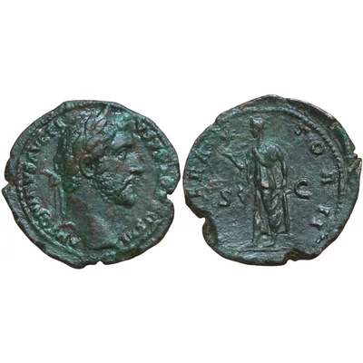 Antoninus Pius As, római bronz érme – Kr.u. 143-144, RIC 730