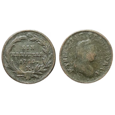 1780 Ein Kreutzer 1 Krajcár réz érme Mária Terézia K verdejel