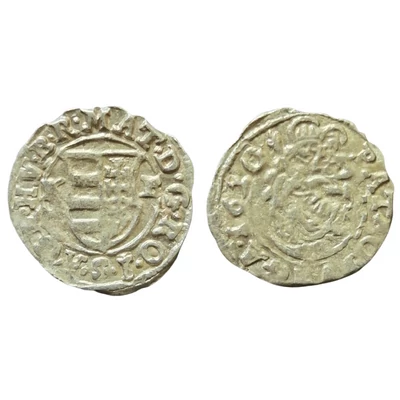 1610-es II. Mátyás ezüst denár – K-B verdejelű, Madonna ábrázolással