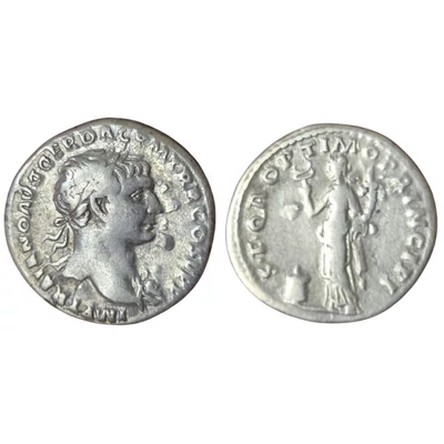 Traianus Denarius, római ezüst érme – Kr.u. 103-111, RIC 174 var