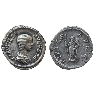 Plautilla Denarius, római ezüst érme – Kr.u. 202-205, RIC 367