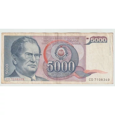 1985 5000 dinara bankjegy (Jugoszlávia) – Josip Broz Tito portréjával