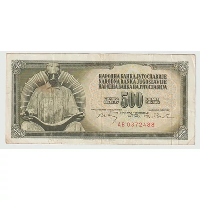 1970 500 dinár bankjegy Jugoszlávia
