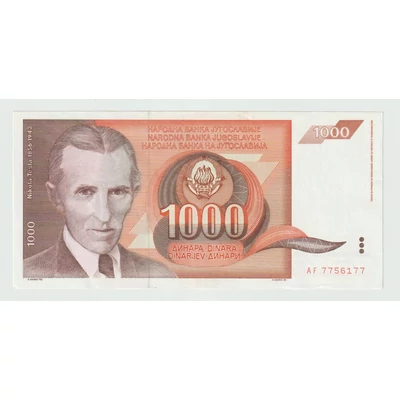 1990 1000 dinár bankjegy Jugoszlávia