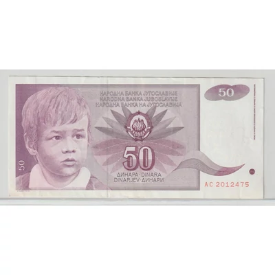 1990 50 dinár bankjegy Jugoszlávia