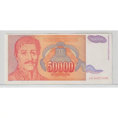 1994 50000 dinara bankjegy (Jugoszlávia) aUNC