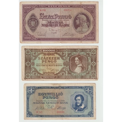 Vegyes pengő bankjegy sor (3 db)