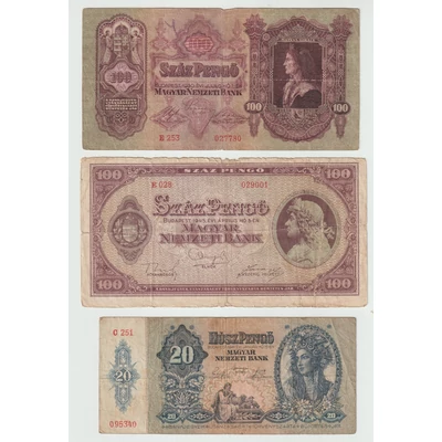 Vegyes pengő bankjegy sor (3 db)