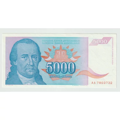 1994 5000 Dinara bankjegy, Jugoszlávia – Dositej Obradović