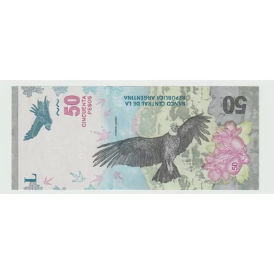 2018 50 Pesos bankjegy, Argentína – Andoki kondor