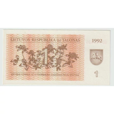 1992 1 Talonas bankjegy, Litvánia – Bíbicek