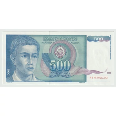 1990 500 dinár bankjegy Jugoszlávia