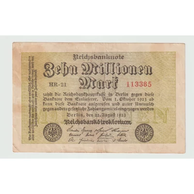 1923 10 Millió Márka - Zehn Millionen Mark reichsbanknote