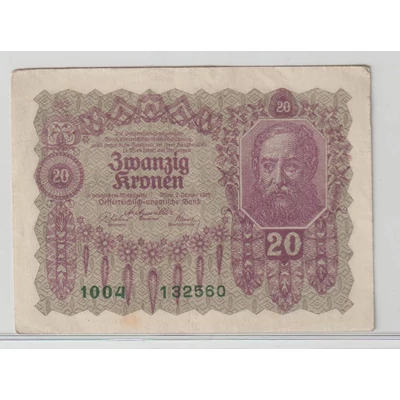 1922 Zwanzig Kronen (20 Korona) bankjegy