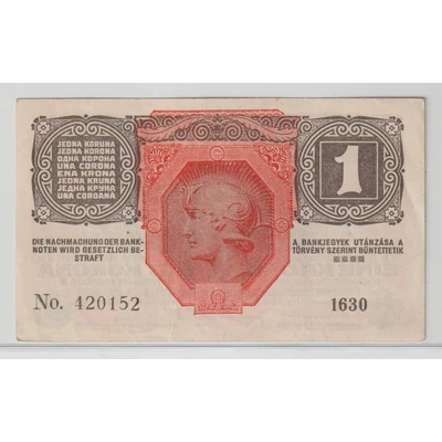 1916 1 Korona bankjegy D.Ö. felülbélyegzéssel