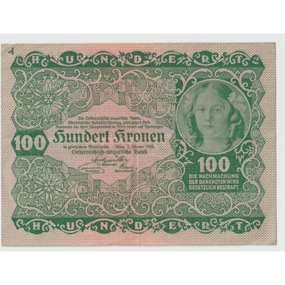 1922 100 Korona Hundert Kronen osztrák bankjegy