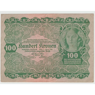 1922 100 Korona Hundert Kronen osztrák bankjegy
