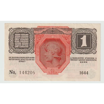 1916 1 Korona bankjegy D.Ö. felülbélyegzéssel