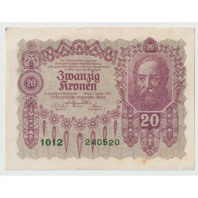 1922 Zwanzig Kronen (20 Korona) bankjegy