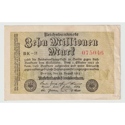 1923 10 Millió Márka - Zehn Millionen Mark reichsbanknote