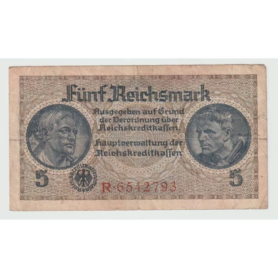1940-45 Fünf Reichsmark bankjegy - Reichskreditkassen
