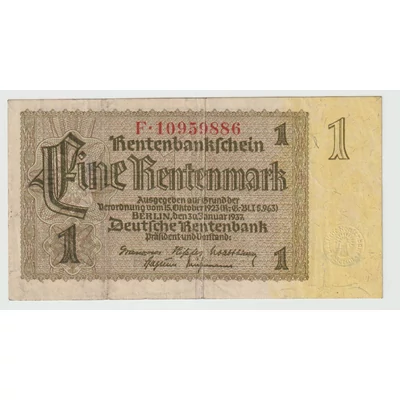 1937 Eine Rentenmark bankjegy - Deutsche Rentenbank